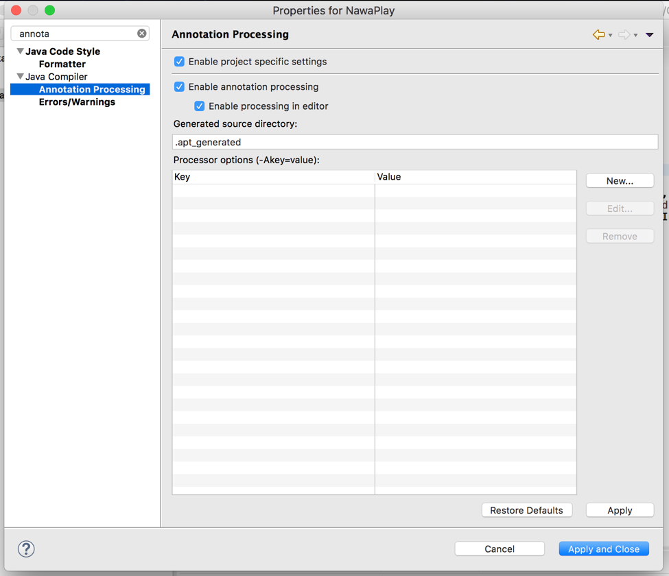 Eclipse Enable Annotation Processing
